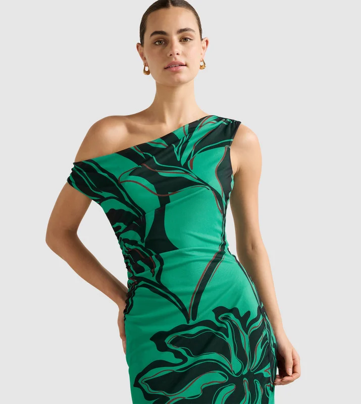 forever new  GISELLA Printed Tipped Mesh Midi Dress for Women | Best Price UAE